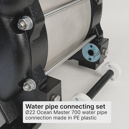 Water pipe connecting pumphousing. Plastic PE
