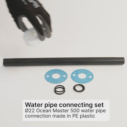 Water pipe connecting pumphousing. Plastic PE